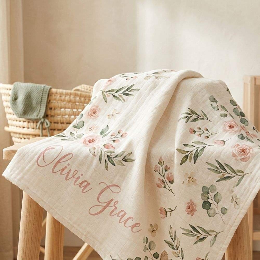 Muslin Swaddle Name Blanket